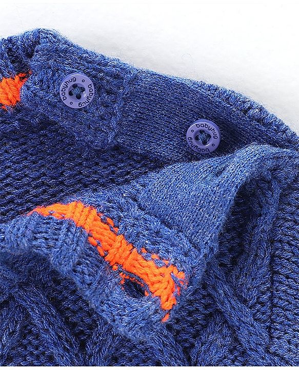 Babyhug Full Sleeves Sweater with Applique - Blue