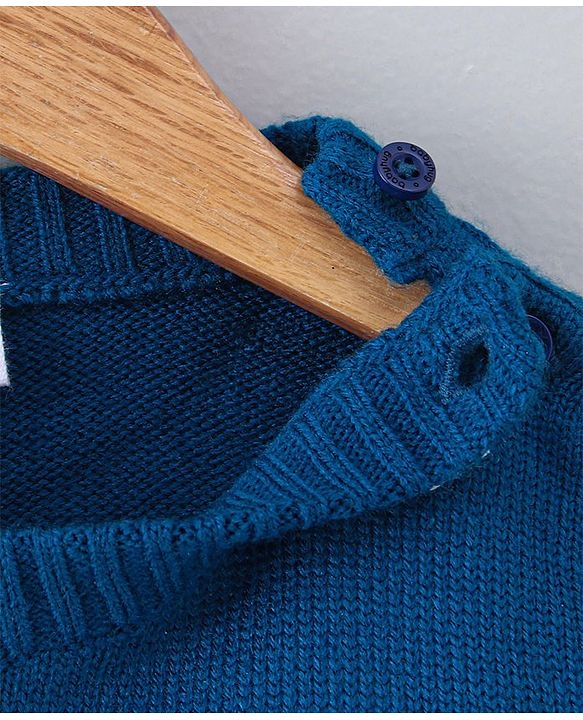 Babyhug Full Sleeves Stripe Sweater Football Patch - Orange Blue