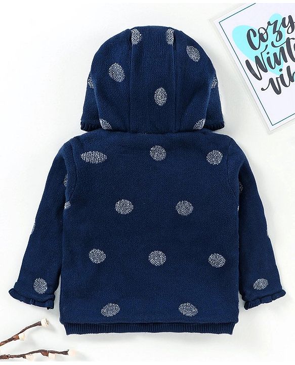 Babyhug Full Sleeves Hooded Sweater - Blue