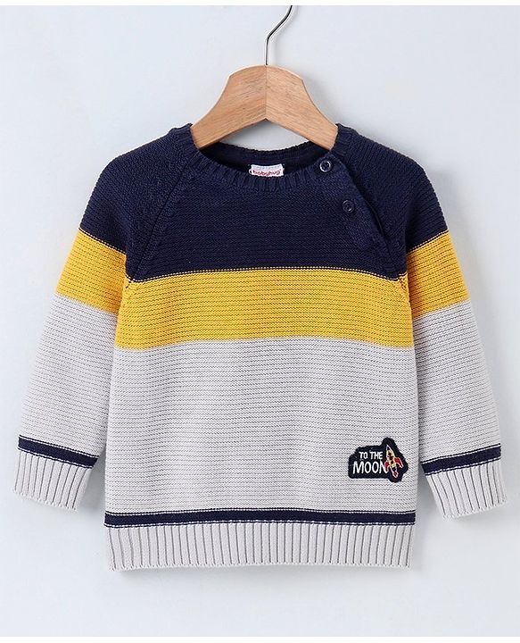 Babyhug Full Sleeves Pullover Colorblock Sweater - Blue