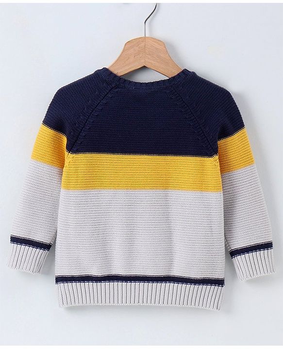 Babyhug Full Sleeves Pullover Colorblock Sweater - Blue