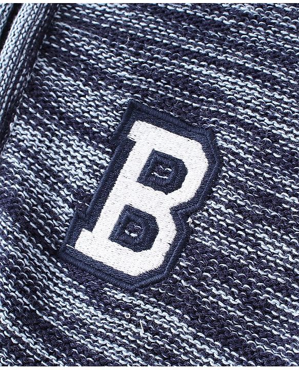Babyhug Full Sleeves Jacquard Pullover Sweater With Badge - Navy