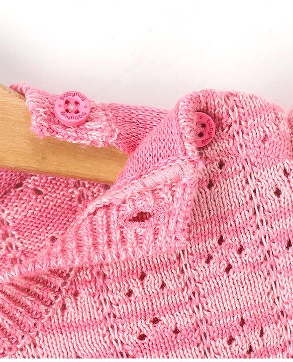 Babyhug Full Sleeves Sweater Floral Embroidery - Pink