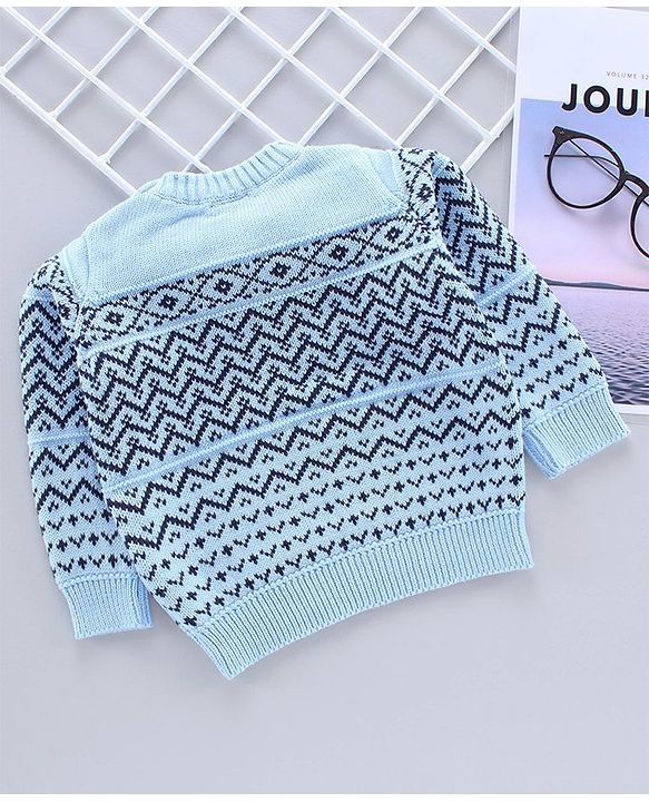 Babyhug Full Sleeves Sweater Text Print - Blue