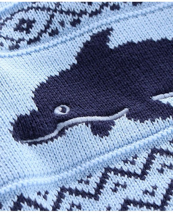 Babyhug Full Sleeves Sweater Text Print - Blue