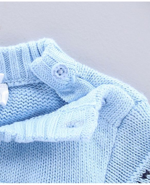 Babyhug Full Sleeves Sweater Text Print - Blue