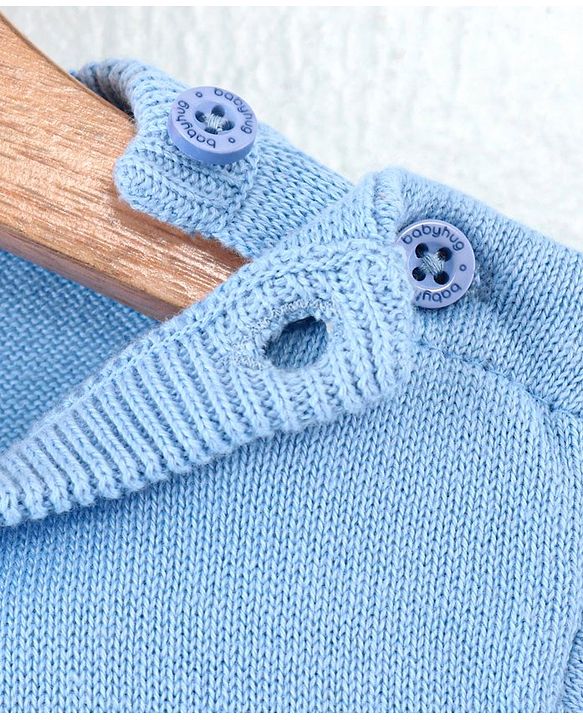 Babyhug Full Sleeves Sweater Text Applique - Blue