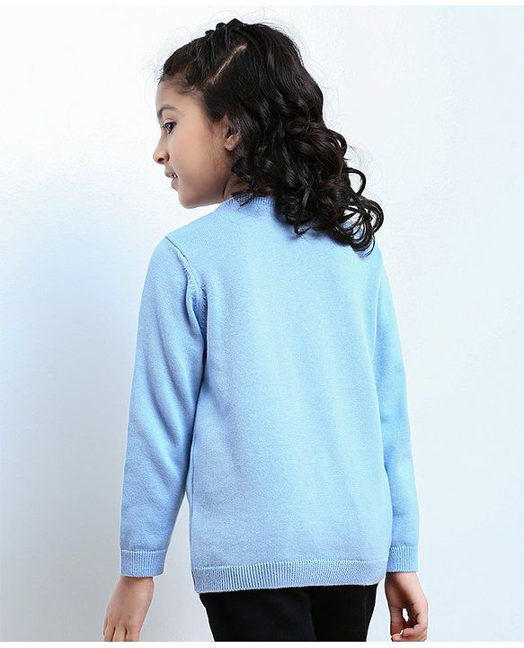 Babyhug Full Sleeves Sweater Text Applique - Blue