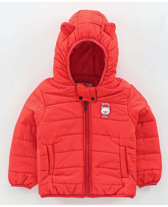 Babyhug Full Sleeves Hooded Padded Jacket - Dark Orange