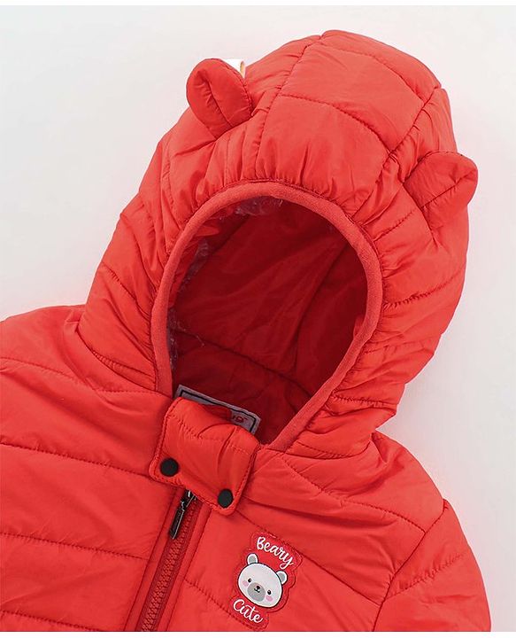 Babyhug Full Sleeves Hooded Padded Jacket - Dark Orange