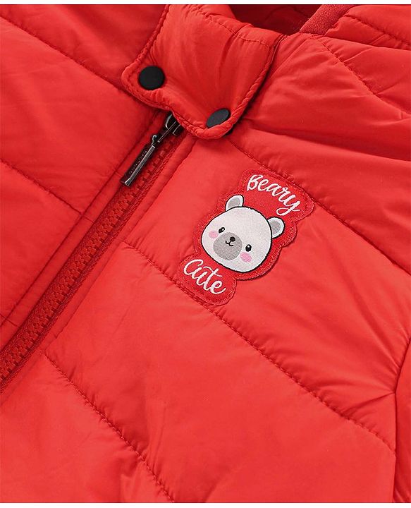 Babyhug Full Sleeves Hooded Padded Jacket - Dark Orange