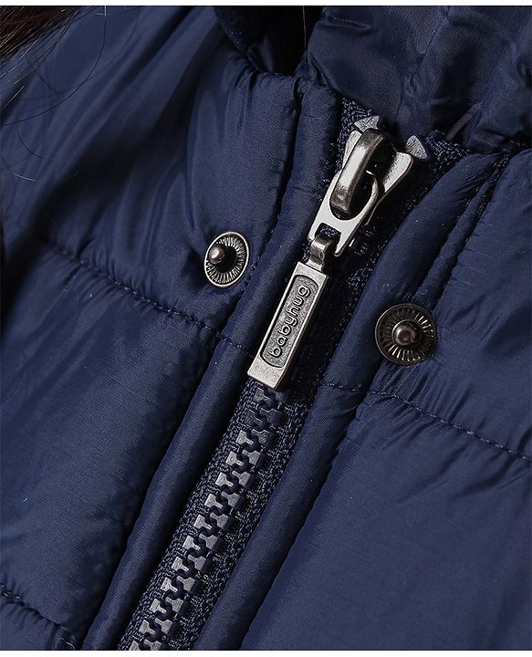 Babyhug Full Sleeves Hooded Padded Jacket - Navy
