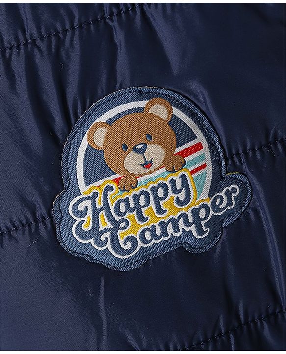 Babyhug Full Sleeves Hooded Padded Jacket - Navy