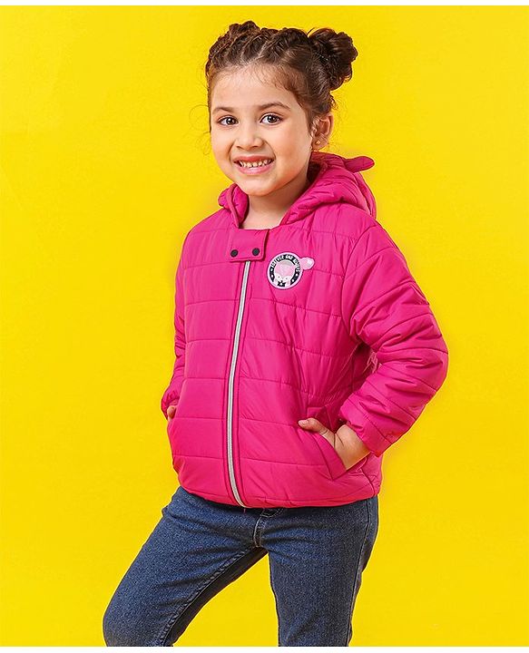Babyhug Full Sleeves Hooded Padded Jacket - Pink