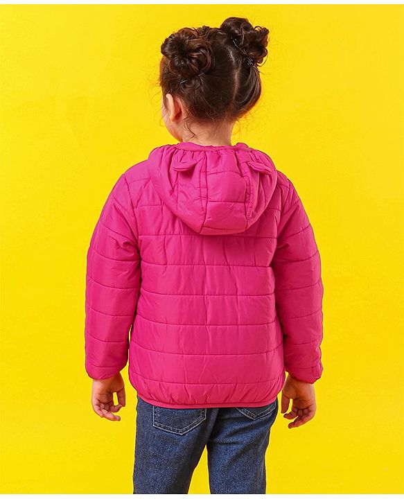 Babyhug Full Sleeves Hooded Padded Jacket - Pink