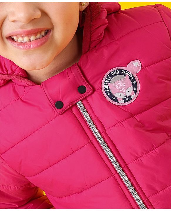 Babyhug Full Sleeves Hooded Padded Jacket - Pink