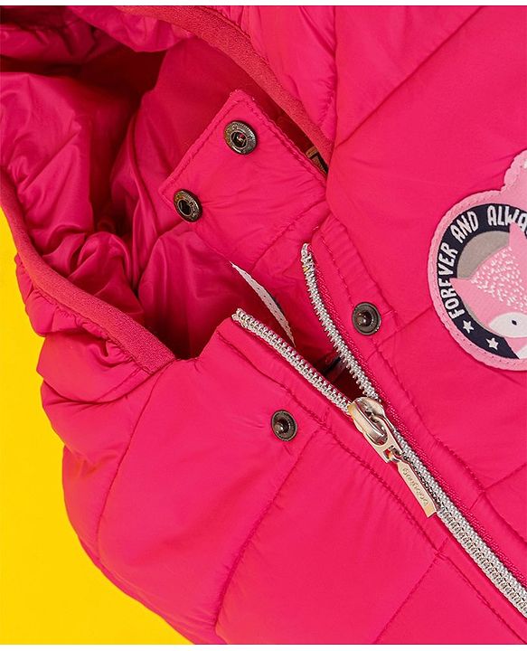Babyhug Full Sleeves Hooded Padded Jacket - Pink