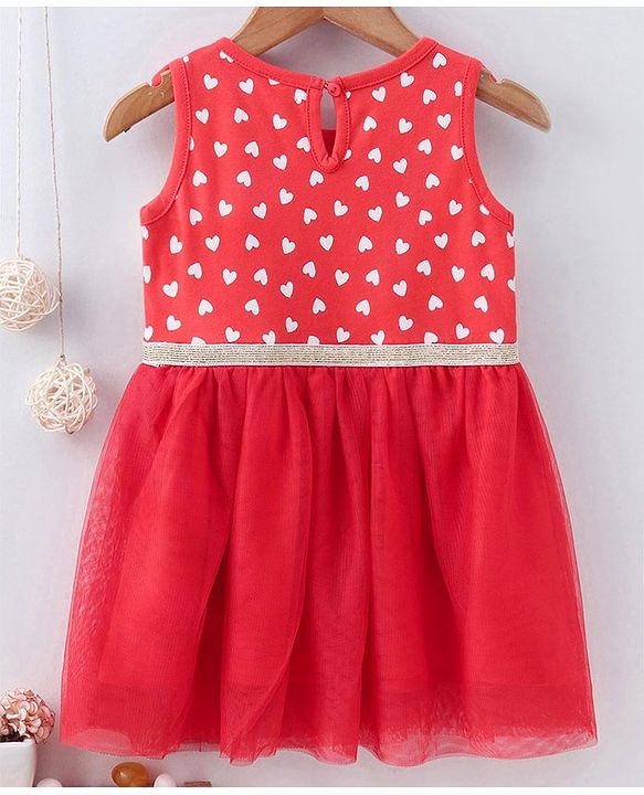 Babyhug Sleeveless Frock Polka Dots Print - Red