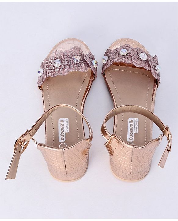 Cute Walk by Babyhug Sandals With Studded Pearls - Golden