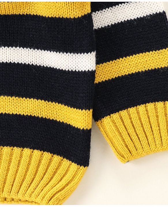 Babyhug Striped Full Sleeves Sweater  - Yellow Blue