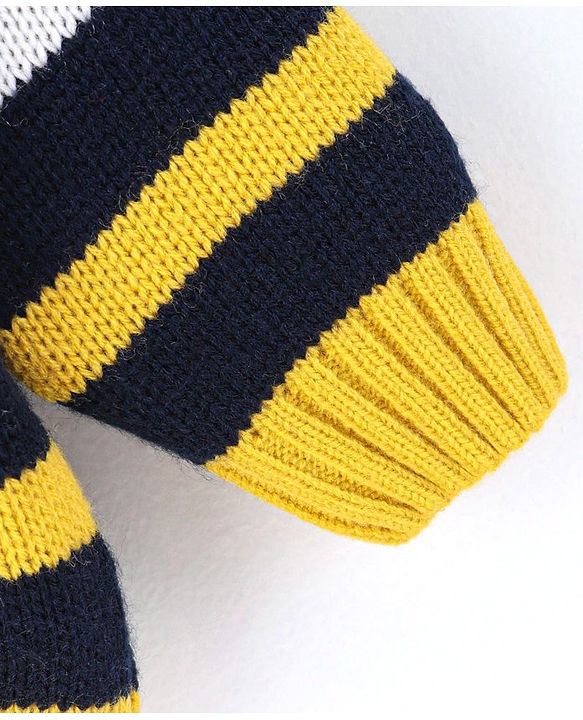 Babyhug Striped Full Sleeves Sweater  - Yellow Blue