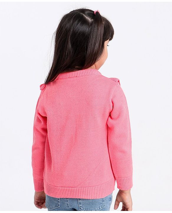 Babyhug Full Sleeves Pullover Frilled Sweater - Light Pink