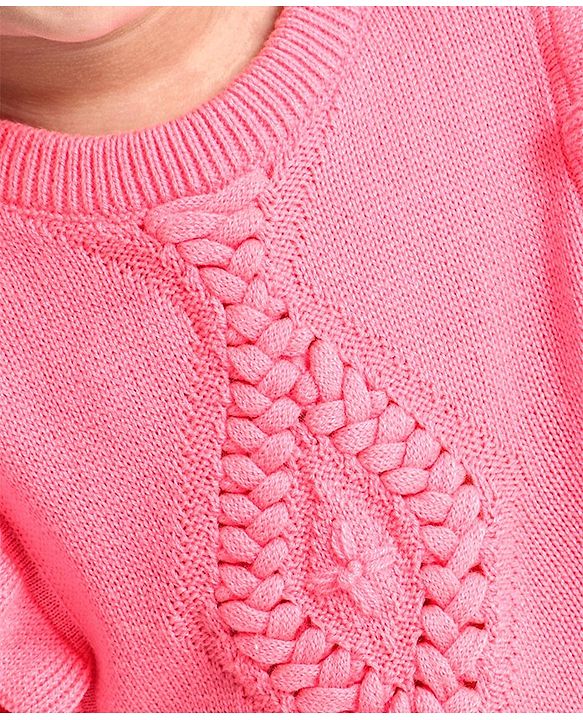 Babyhug Full Sleeves Pullover Frilled Sweater - Light Pink
