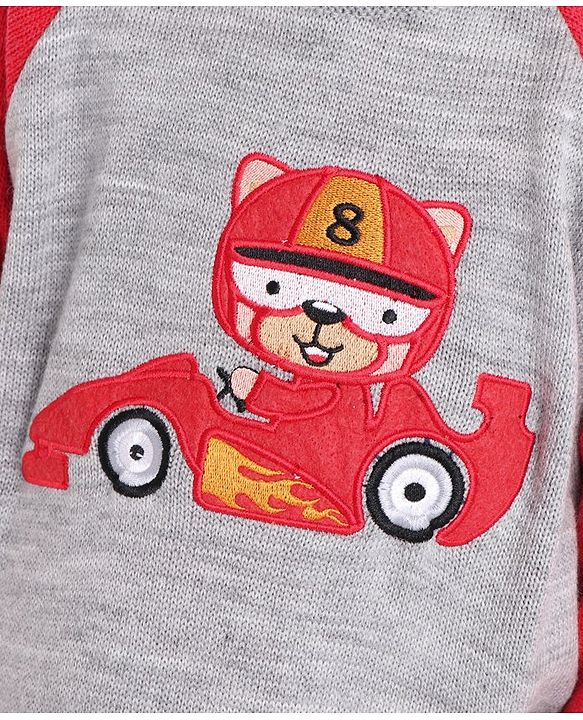 Babyhug Full Sleeves Pullover Sweater - Red Grey