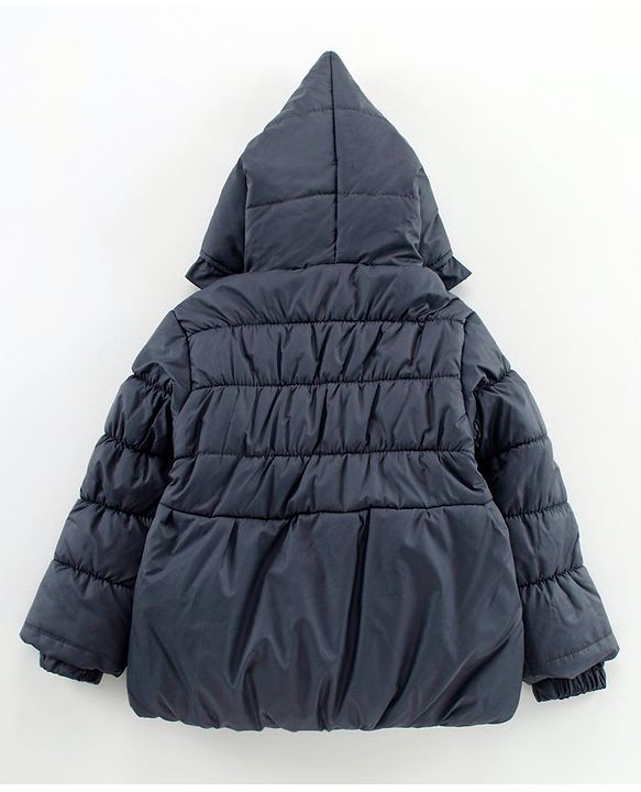 Babyhug Full Sleeves Hooded Padded Jacket Cloud Patch - Navy Blue