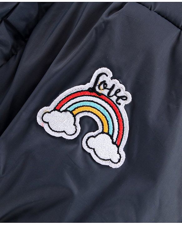 Babyhug Full Sleeves Hooded Padded Jacket Cloud Patch - Navy Blue