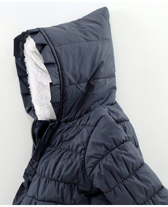 Babyhug Full Sleeves Hooded Padded Jacket Cloud Patch - Navy Blue