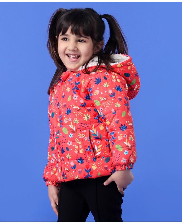 Babyoye Full Sleeves Hooded Sweatshirt Floral Print - Pink