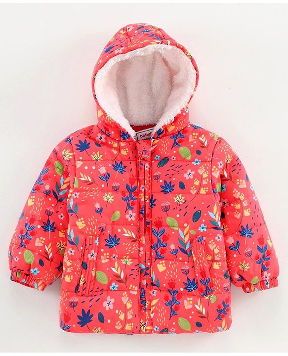 Babyoye Full Sleeves Hooded Sweatshirt Floral Print - Pink