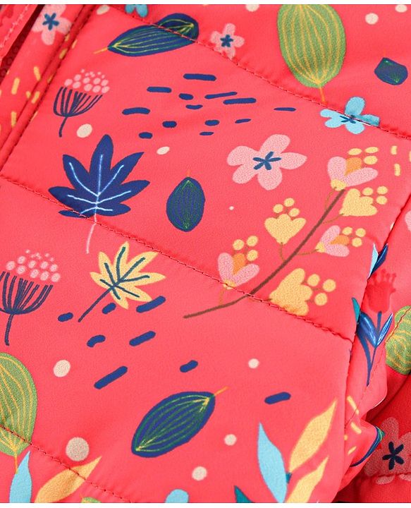 Babyoye Full Sleeves Hooded Sweatshirt Floral Print - Pink