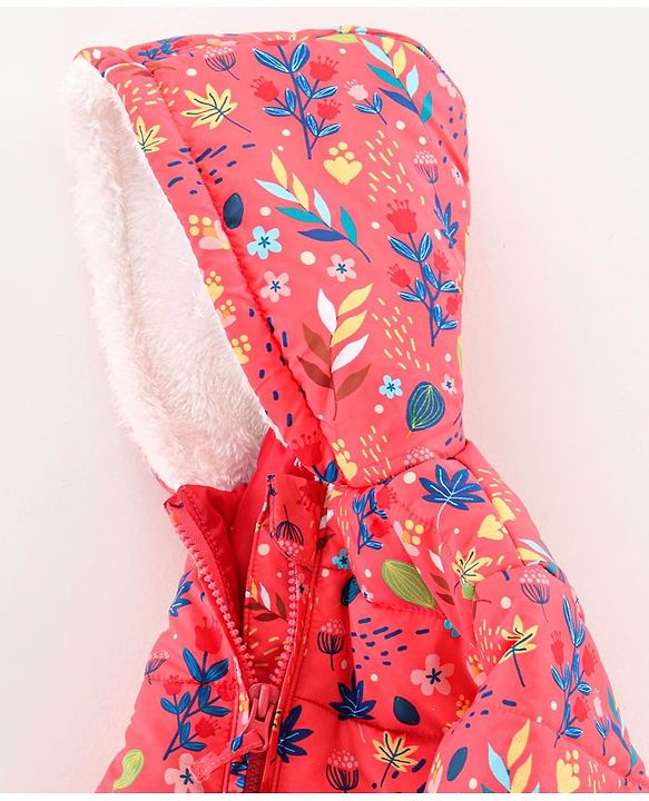 Babyoye Full Sleeves Hooded Sweatshirt Floral Print - Pink