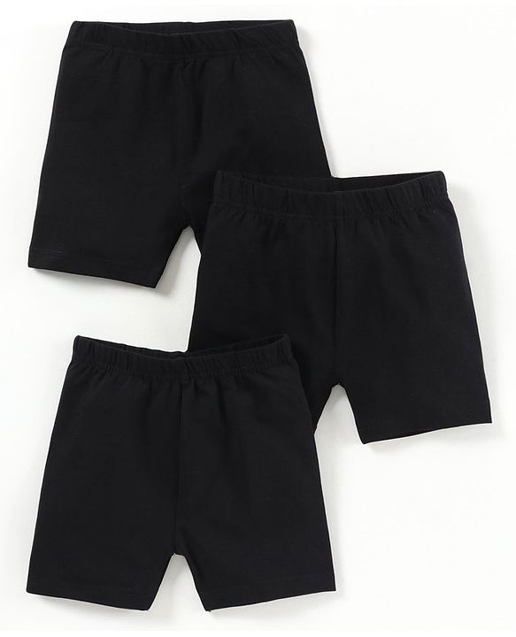 Babyhug Solid Color Cycling Shorts Pack of 3 - Black