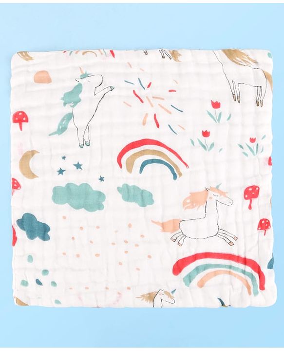Babyhug 6 Layer Muslin Wash Cloth Pack of 5 - Multicolor(Print May Vary)