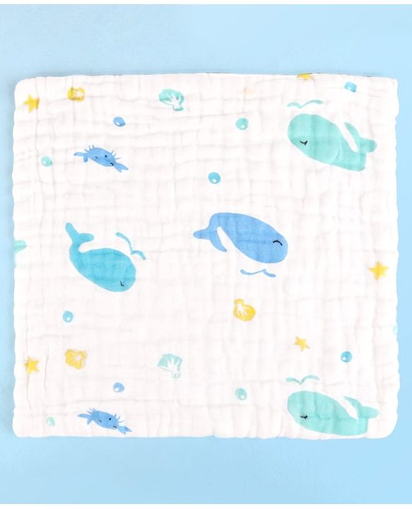 Babyhug 6 Layer Muslin Wash Cloth Pack of 5 - Multicolor(Print May Vary)