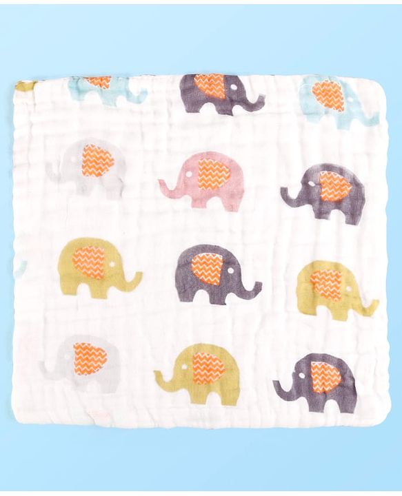 Babyhug 6 Layer Muslin Wash Cloth Pack of 5 - Multicolor(Print May Vary)