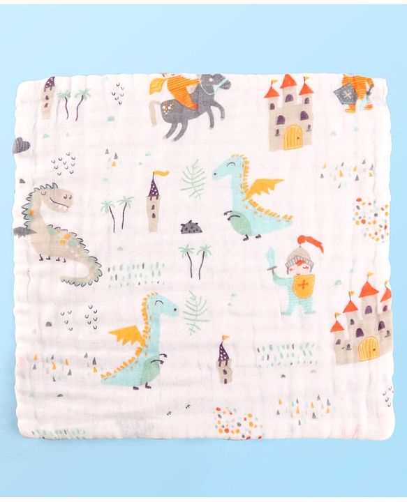Babyhug 6 Layer Muslin Wash Cloth Pack of 5 - Multicolor(Print May Vary)