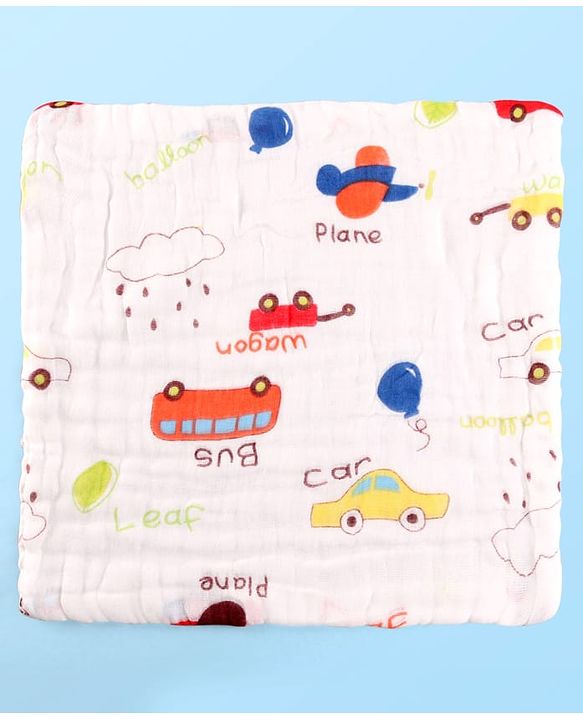 Babyhug 6 Layer Muslin Wash Cloth Pack of 5 - Multicolor(Print May Vary)