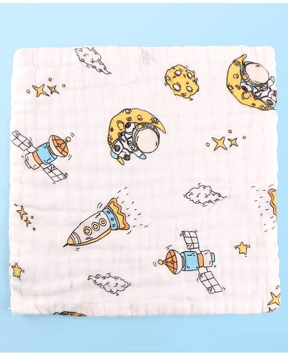 Babyhug 6 Layer Muslin Wash Cloth Pack of 5 - Multicolor(Print May Vary)