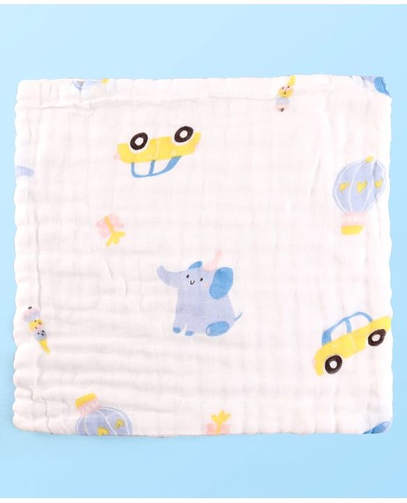 Babyhug 6 Layer Muslin Wash Cloth Pack of 5 - Multicolor(Print May Vary)