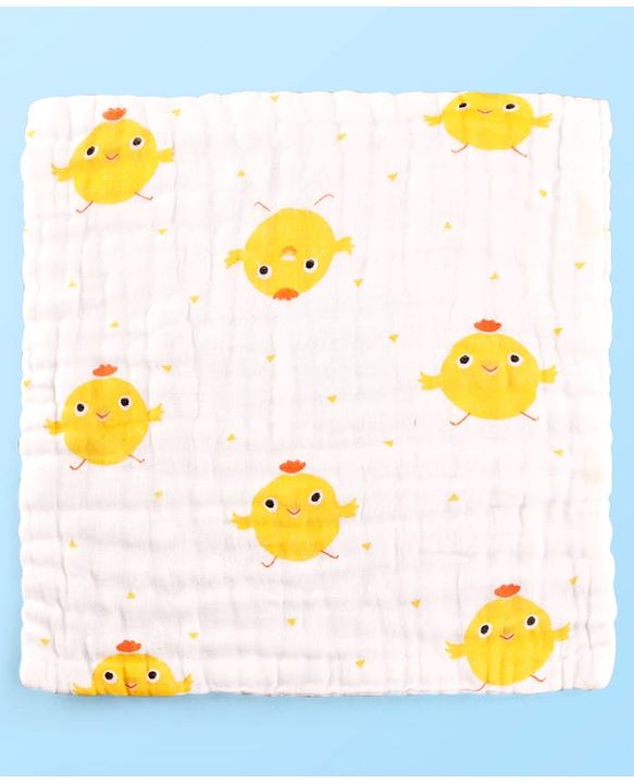 Babyhug 6 Layer Muslin Wash Cloth Pack of 5 - Multicolor(Print May Vary)