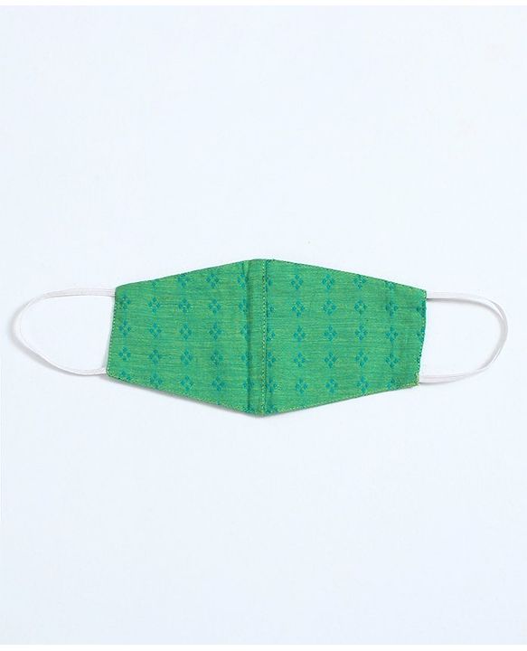 Pine Kids Full Sleeve Boys Kurta with Embroidered Placket with Matching Mask - Green