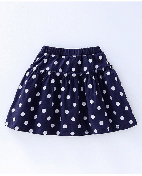 Pine Kids Polka Dot Skirt with Inner Shorts and Biowash - Navy Blue