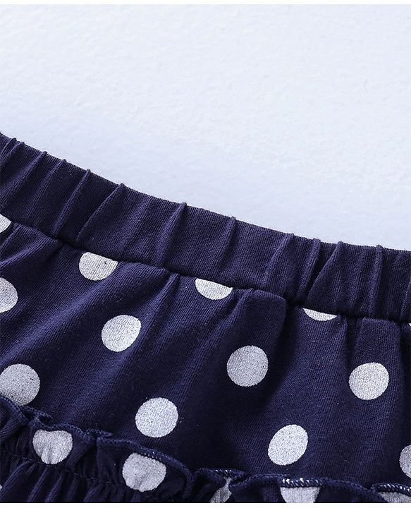 Pine Kids Polka Dot Skirt with Inner Shorts and Biowash - Navy Blue