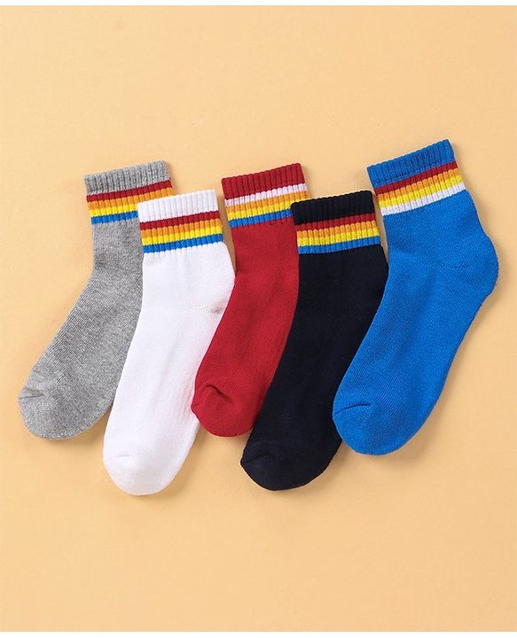 Pine Kids Anti Microbial Ankle Length Socks Pair of 5 - Multicolour
