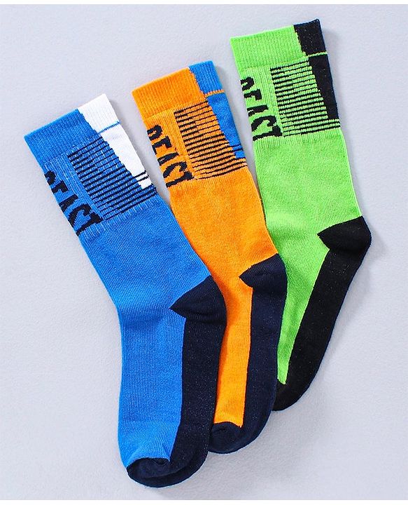 Pine Kids Ankle Length Socks Beast Design Pack of 3 - Green Yellow Blue