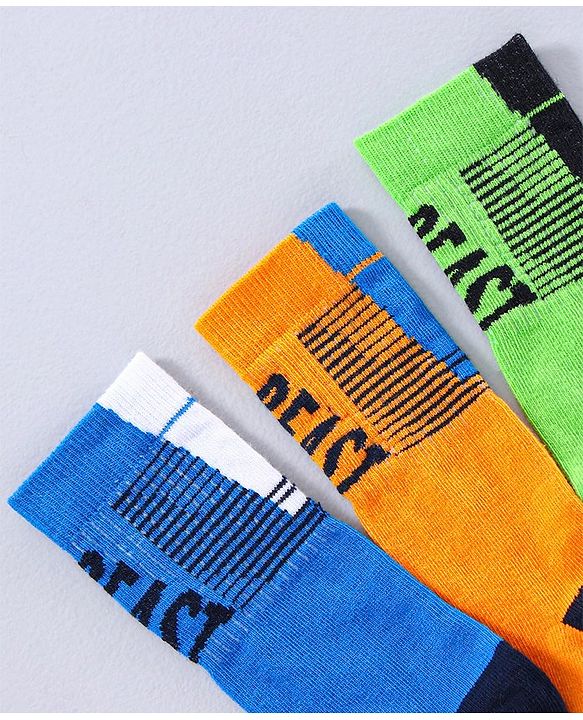 Pine Kids Ankle Length Socks Beast Design Pack of 3 - Green Yellow Blue